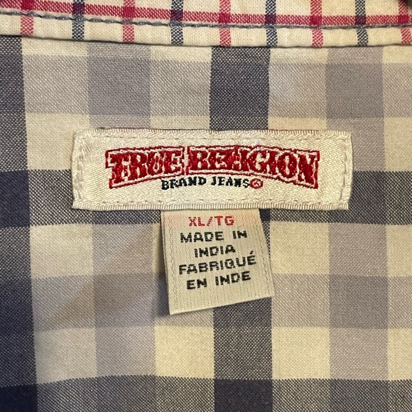 True Religion Men’s Plaid Long Sleeve Pearl Snap Western Shirt EUC Size XL - Picture 4 of 7